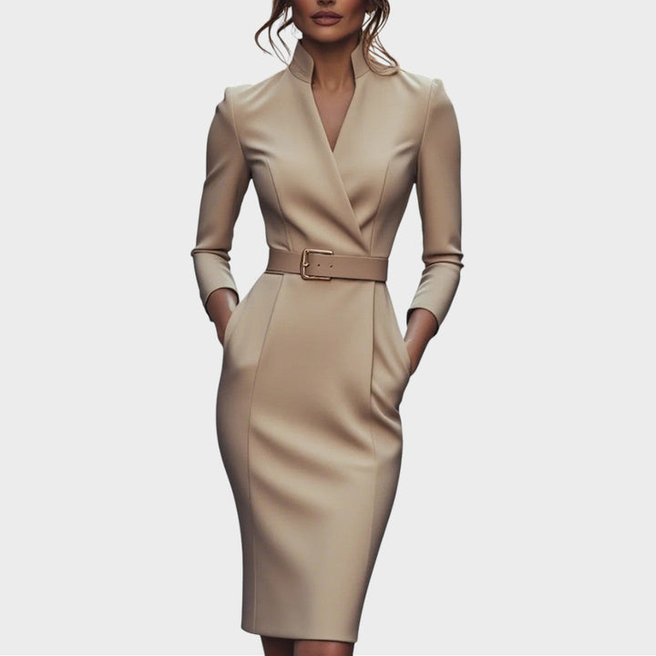 Jana | Robe Shift Élégante Noire avec Ceinture
