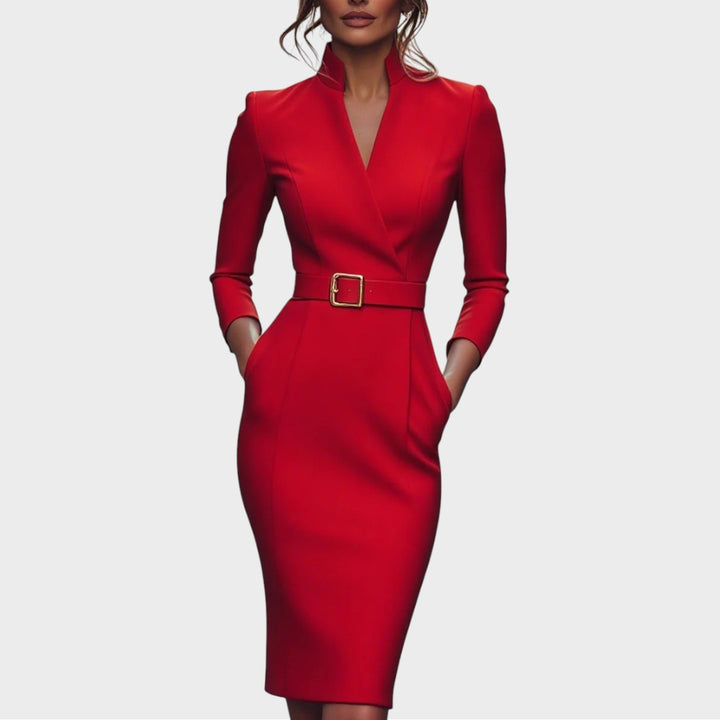 Jana | Robe Shift Élégante Noire avec Ceinture