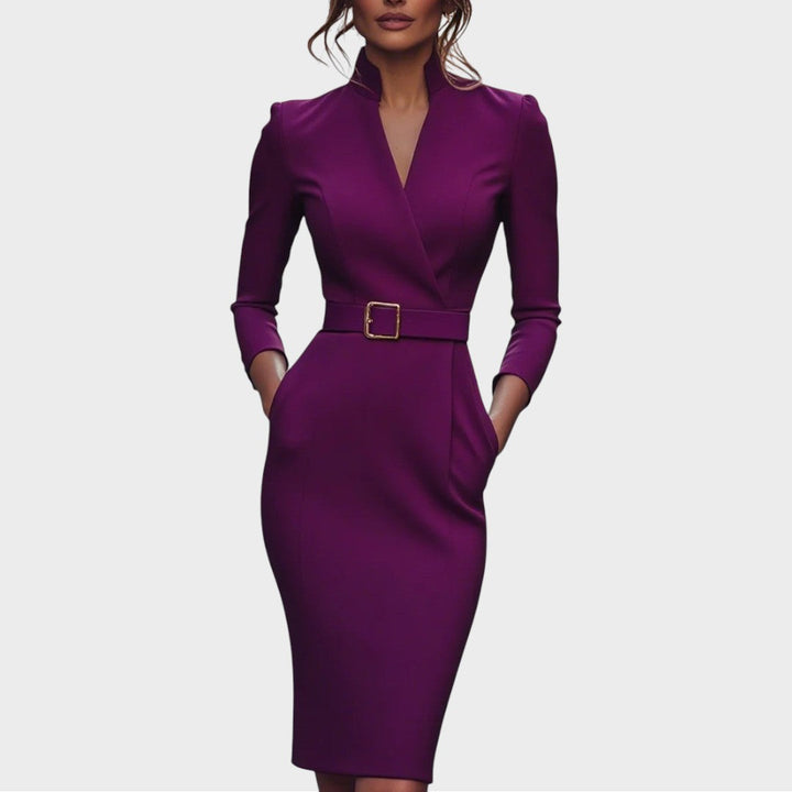 Jana | Robe Shift Élégante Noire avec Ceinture