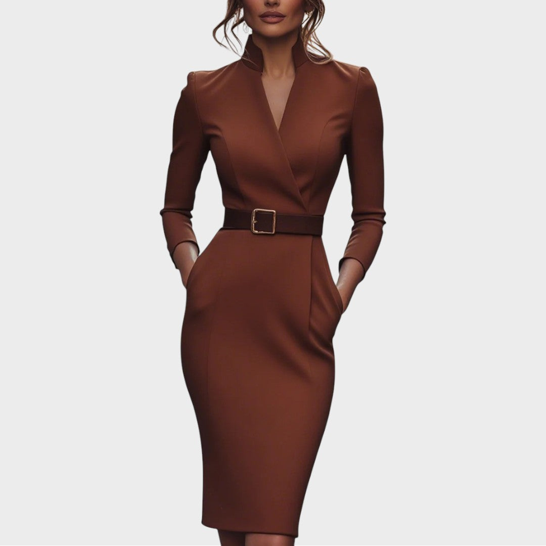 Jana | Robe Shift Élégante Noire avec Ceinture