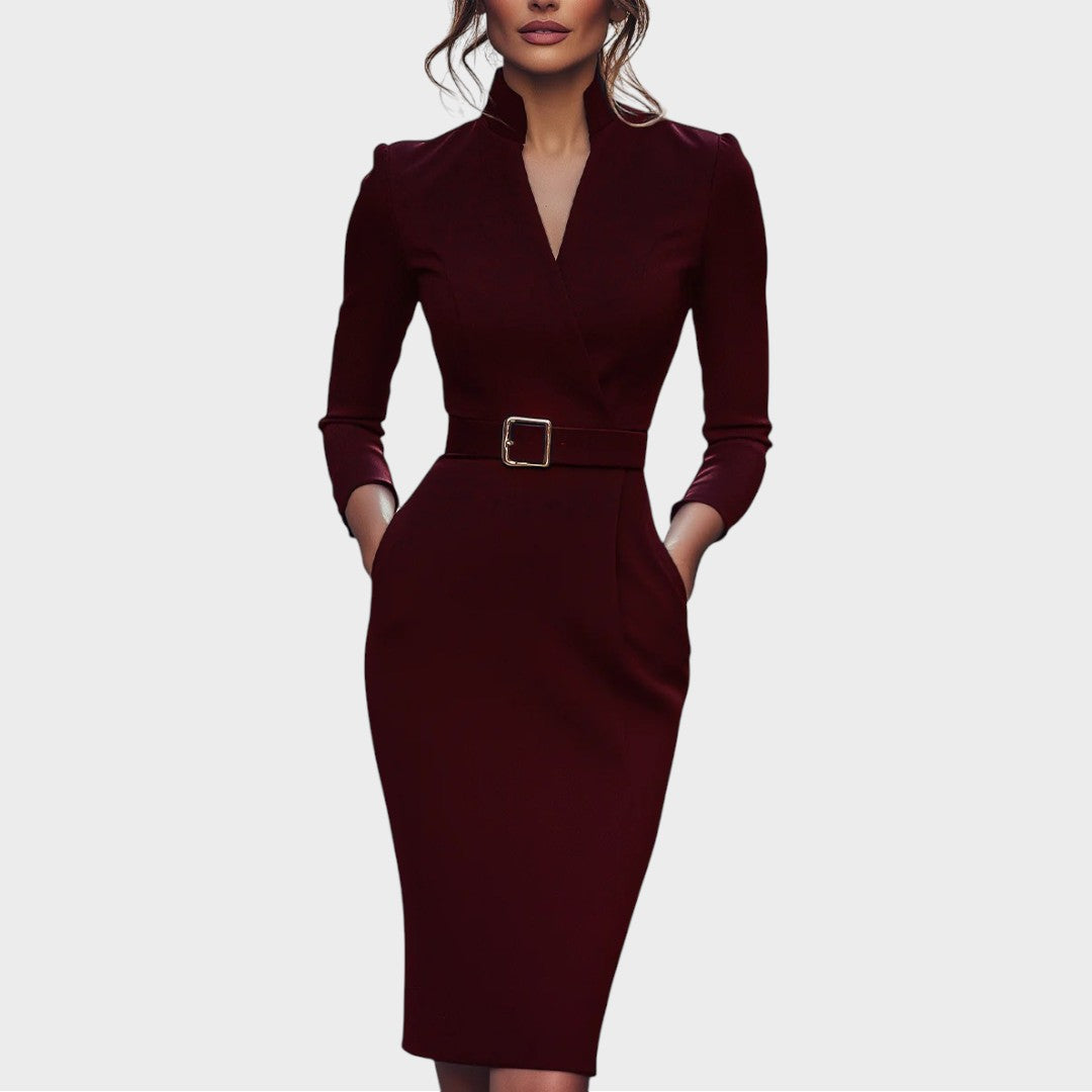 Jana | Robe Shift Élégante Noire avec Ceinture