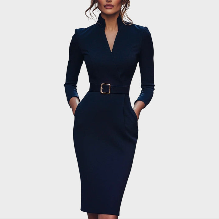 Jana | Robe Shift Élégante Noire avec Ceinture