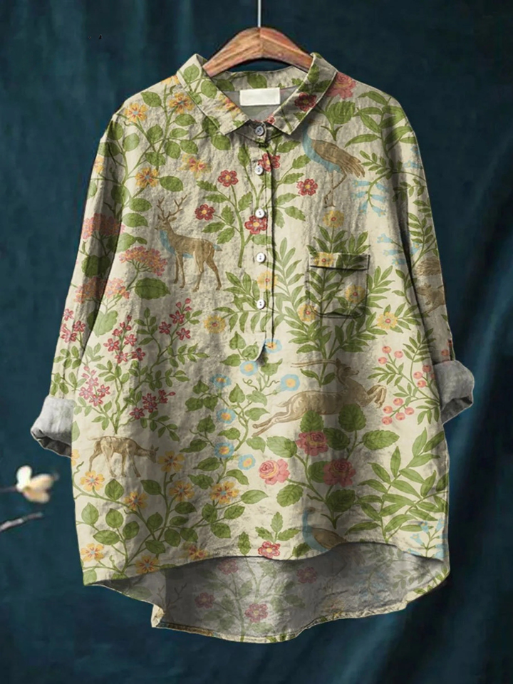 Paloma | T-shirt Décontracté avec Imprimé Floral Vintage d'Animaux