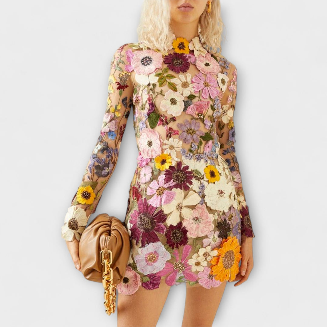 Dolores - Robe avec Motif Floral 3D