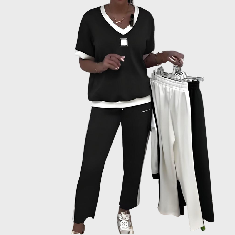 Kristýna - Ensemble Décontracté pour Femmes avec Haut et Pantalon à Col V