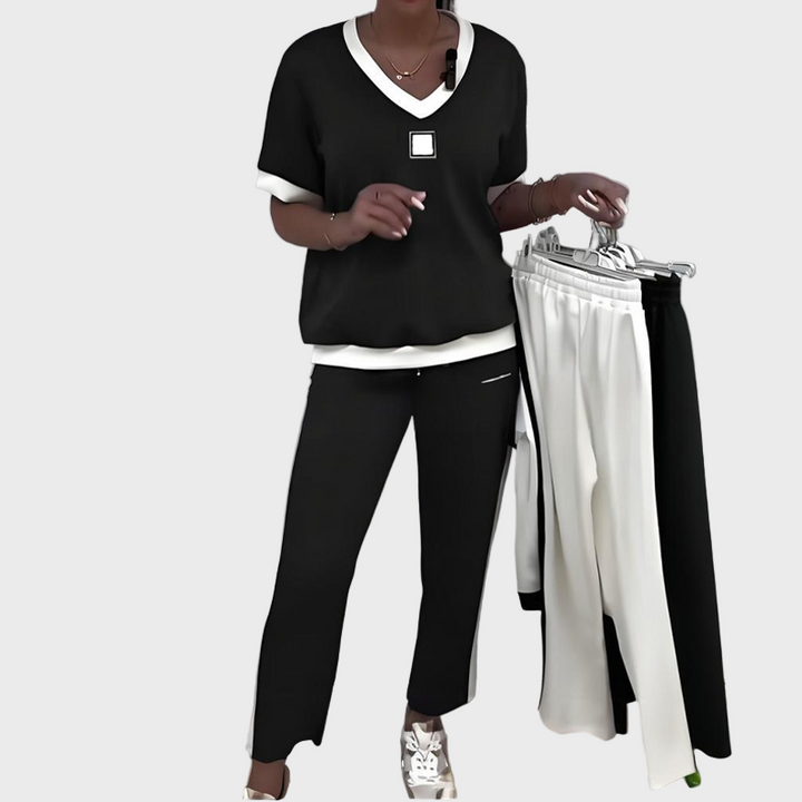 Kristýna - Ensemble Décontracté pour Femmes avec Haut et Pantalon à Col V
