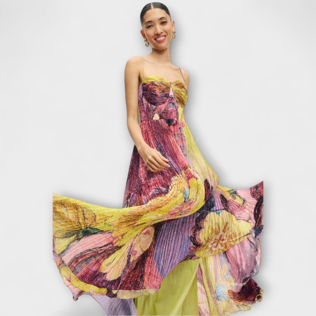 Kiara - Robe Maxi avec Imprimé Ikat Vif