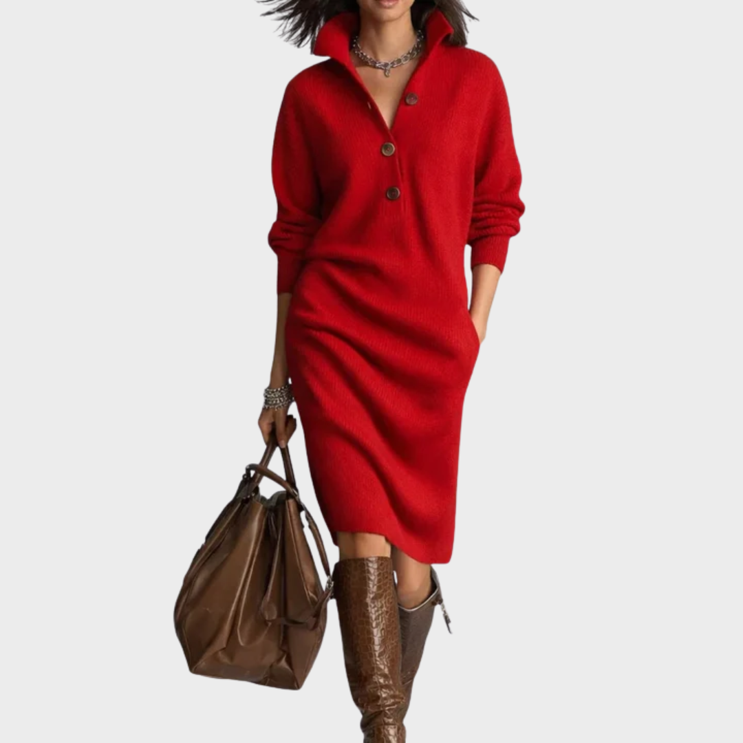 Nancy | Robe d'Hiver Élégante avec Boutons