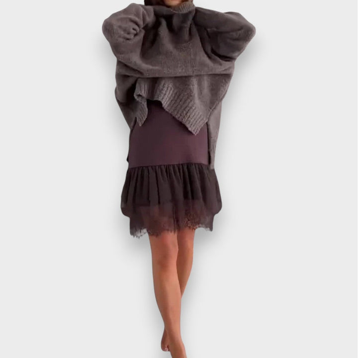 Luna | Ensemble de loisirs en deux pièces avec pull à col roulé en dentelle