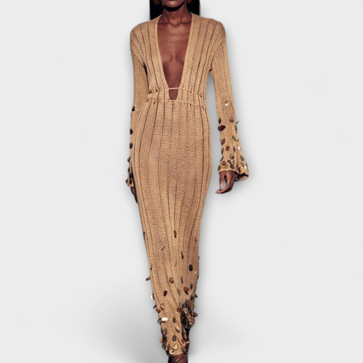 Kathleen - Robe Maxi Goldigs en Tricot