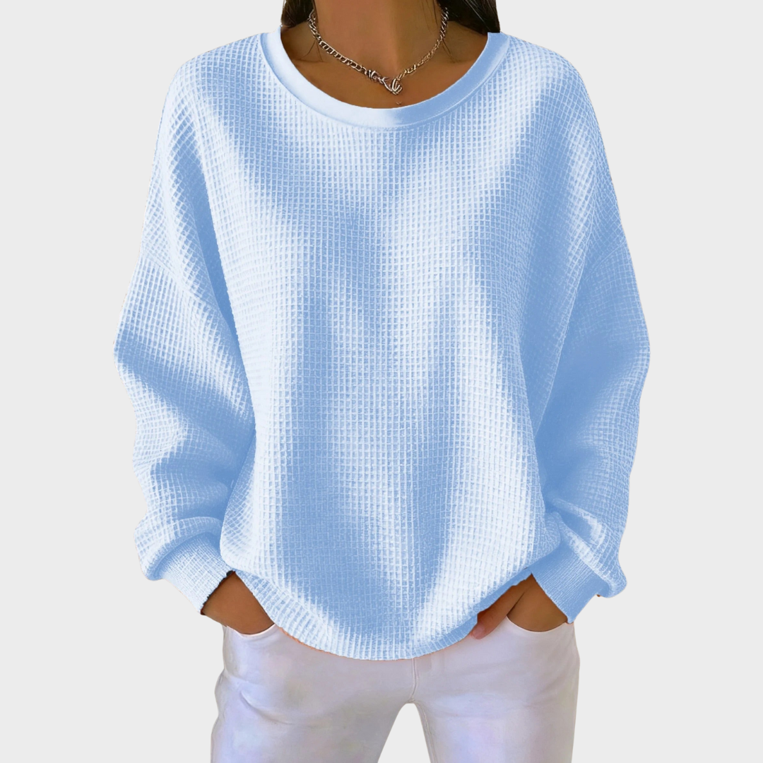 Nora | Pull en Coton Tricoté en Waffle Hiver Manches Longues