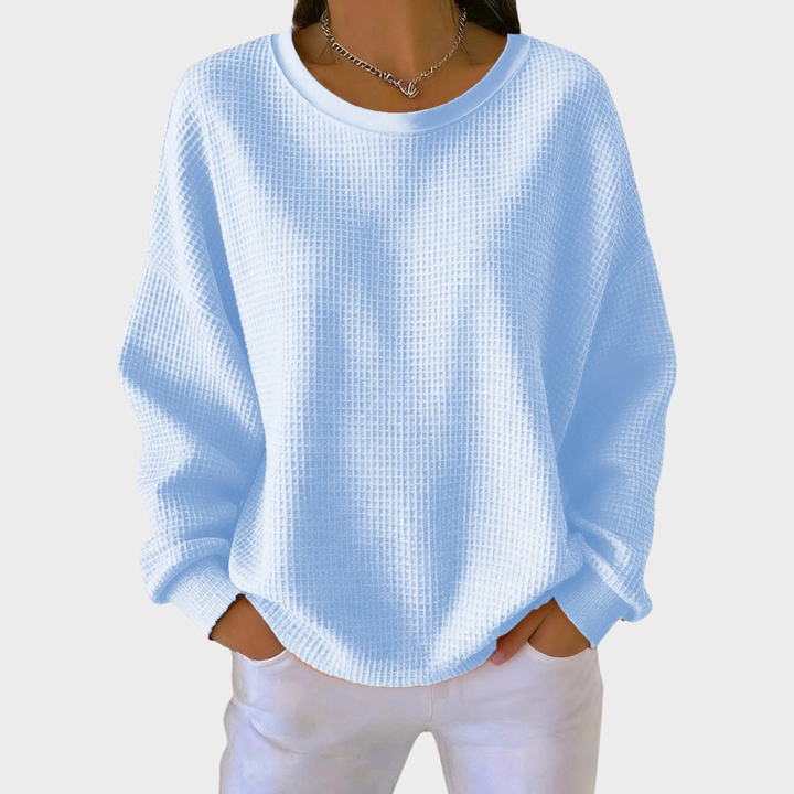 Nora | Pull en Coton Tricoté en Waffle Hiver Manches Longues