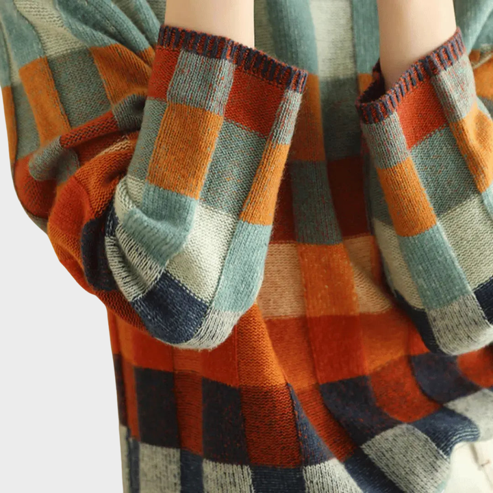 Kimberly | Pull à col montant avec motif patchwork
