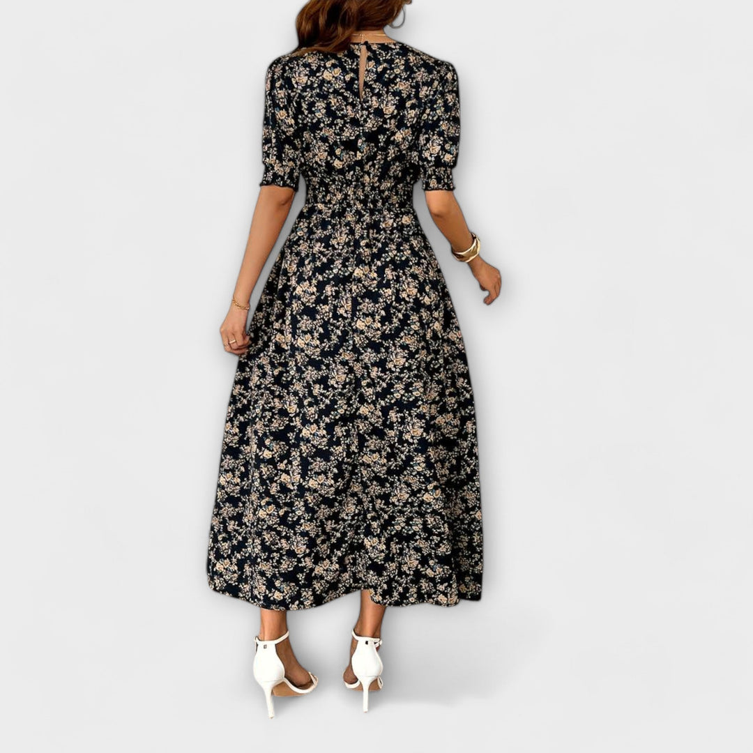 Amelia - Robe à Encolure Ronde et Motif Floral