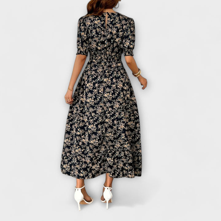 Amelia - Robe à Encolure Ronde et Motif Floral