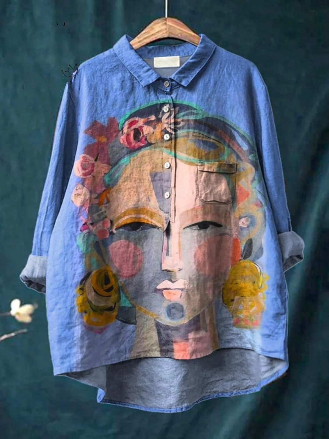 Lola | T-Shirt Décontracté avec Portrait de Frida en Impression à l'Huile