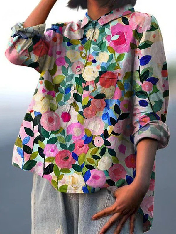 Mónica | Chemise Casual Femme avec Imprimé Floral Coloré de Printemps