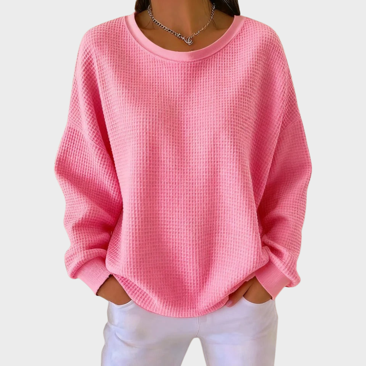 Nora | Pull en Coton Tricoté en Waffle Hiver Manches Longues