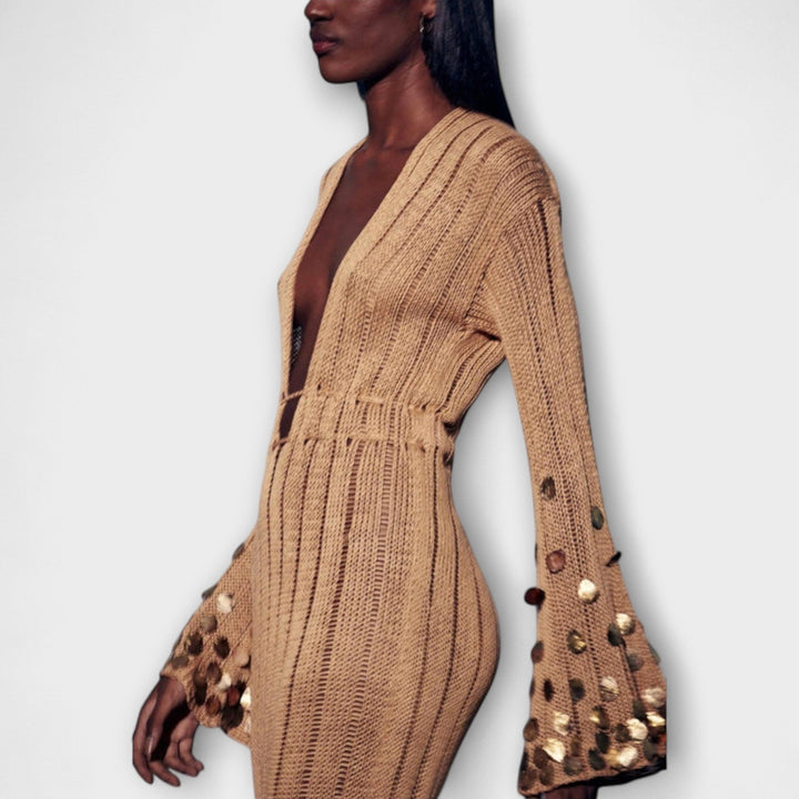 Kathleen - Robe Maxi Goldigs en Tricot
