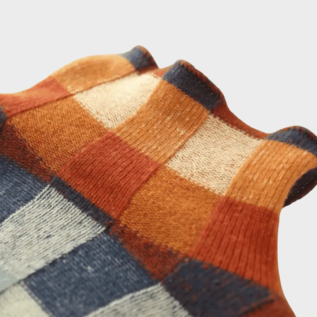 Kimberly | Pull à col montant avec motif patchwork