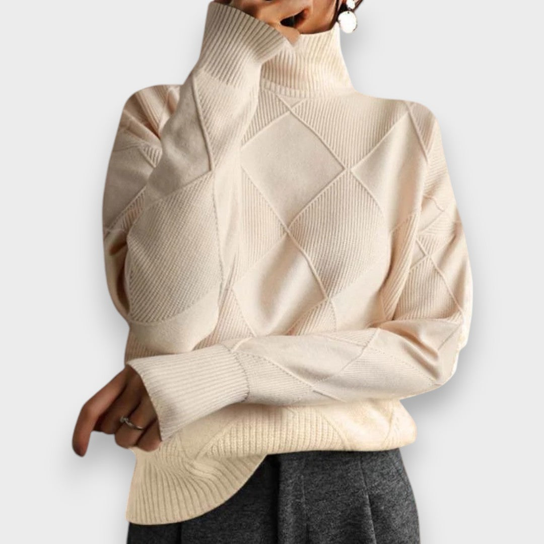 Remmy | Pull à col roulé structuré en tricot