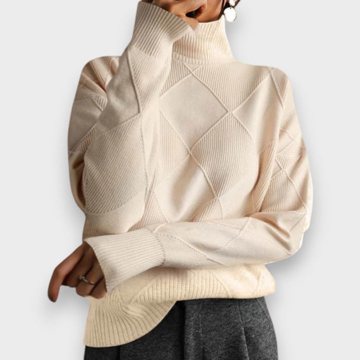 Remmy | Pull à col roulé structuré en tricot