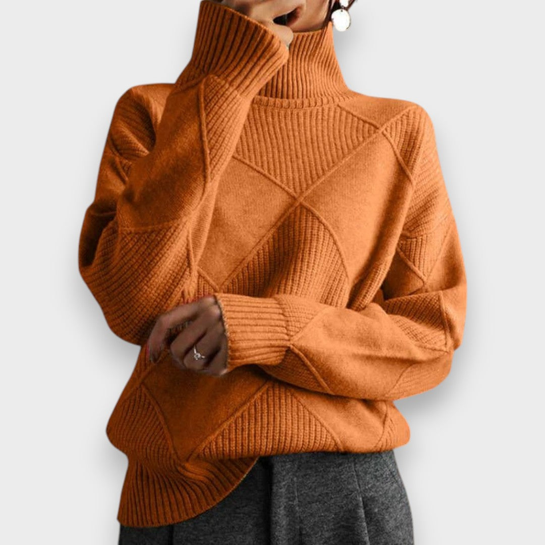 Remmy | Pull à col roulé structuré en tricot
