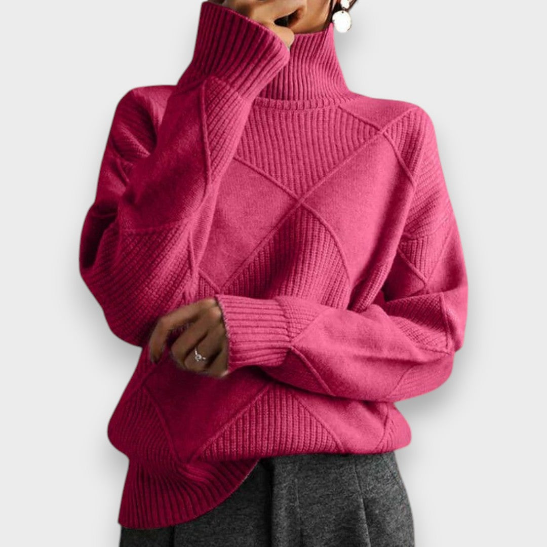 Remmy | Pull à col roulé structuré en tricot