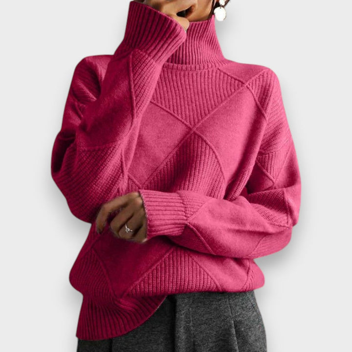 Remmy | Pull à col roulé structuré en tricot