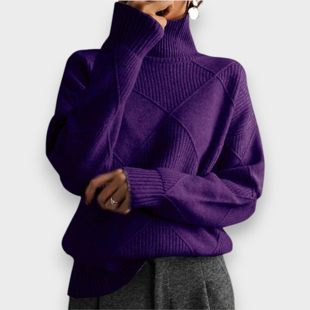 Remmy | Pull à col roulé structuré en tricot