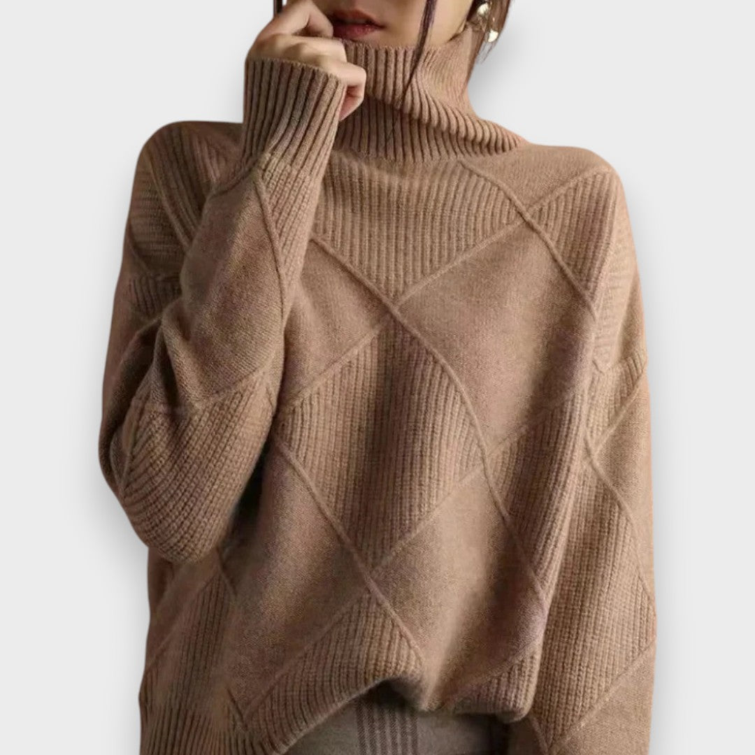Remmy | Pull à col roulé structuré en tricot