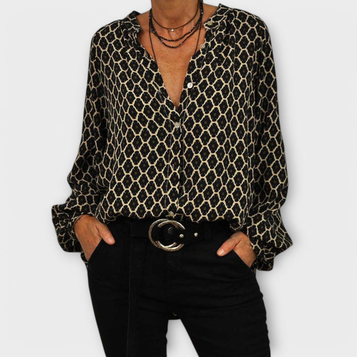 Zara - Blouse Élégante avec Décolleté en V et Manches Longues