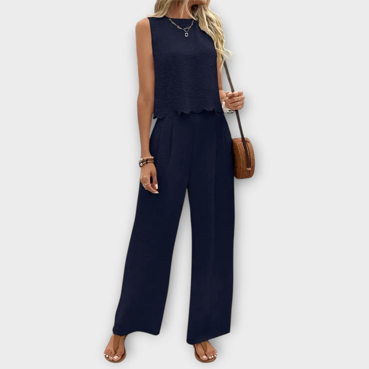 Valeria - Gilet avec Bordure Florale & Pantalon Long
