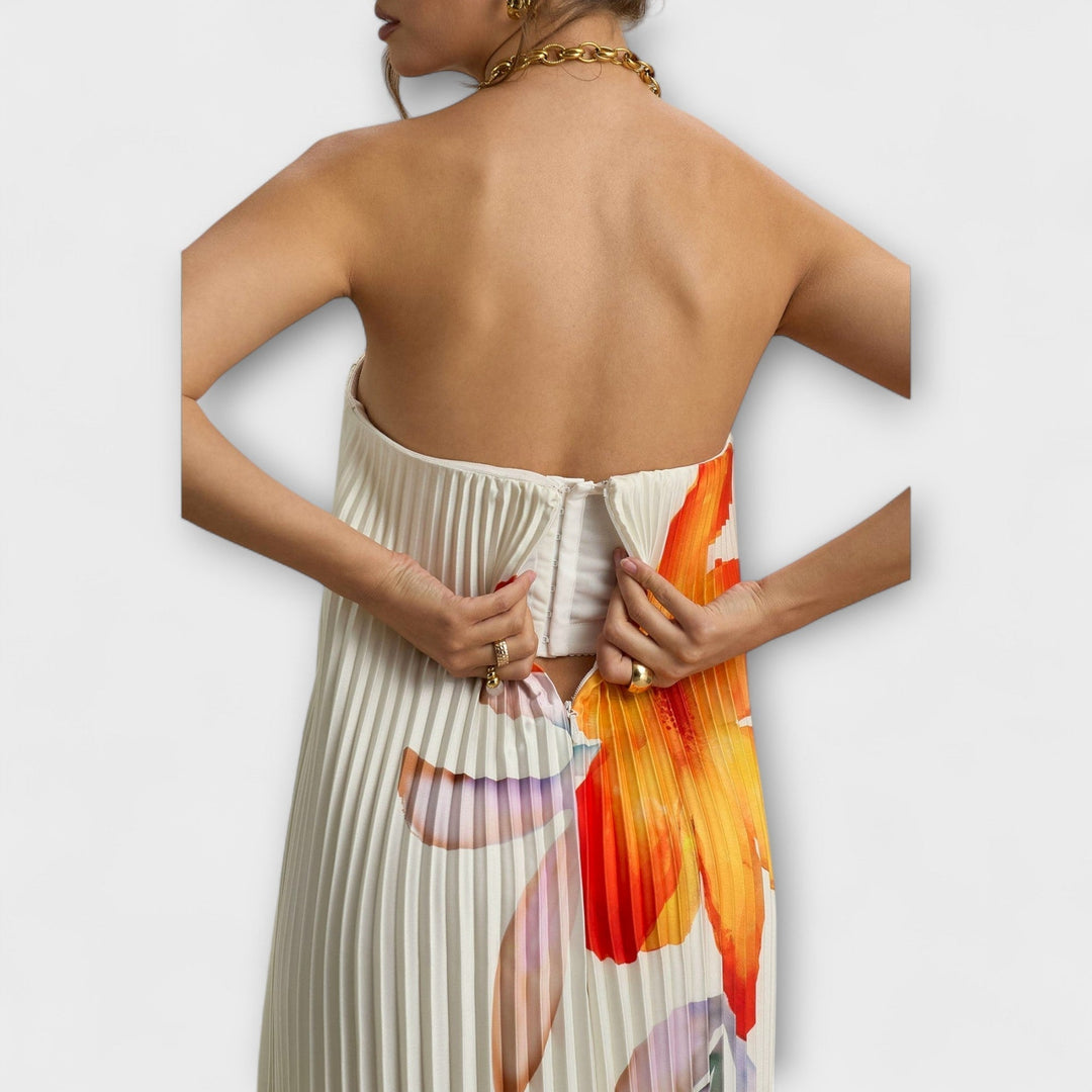 Michelle - Robe Maxi Sweetheart en Imprimé Floral Orange