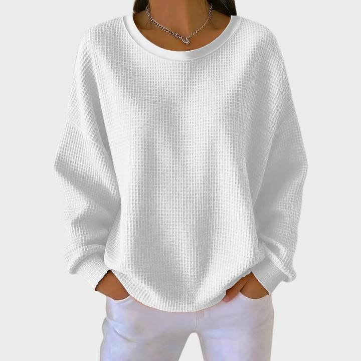 Nora | Pull en Coton Tricoté en Waffle Hiver Manches Longues
