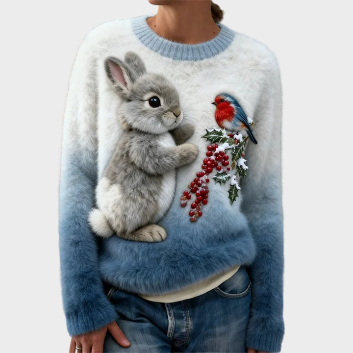 Lucy | Pull en peluche avec lapin de Noël