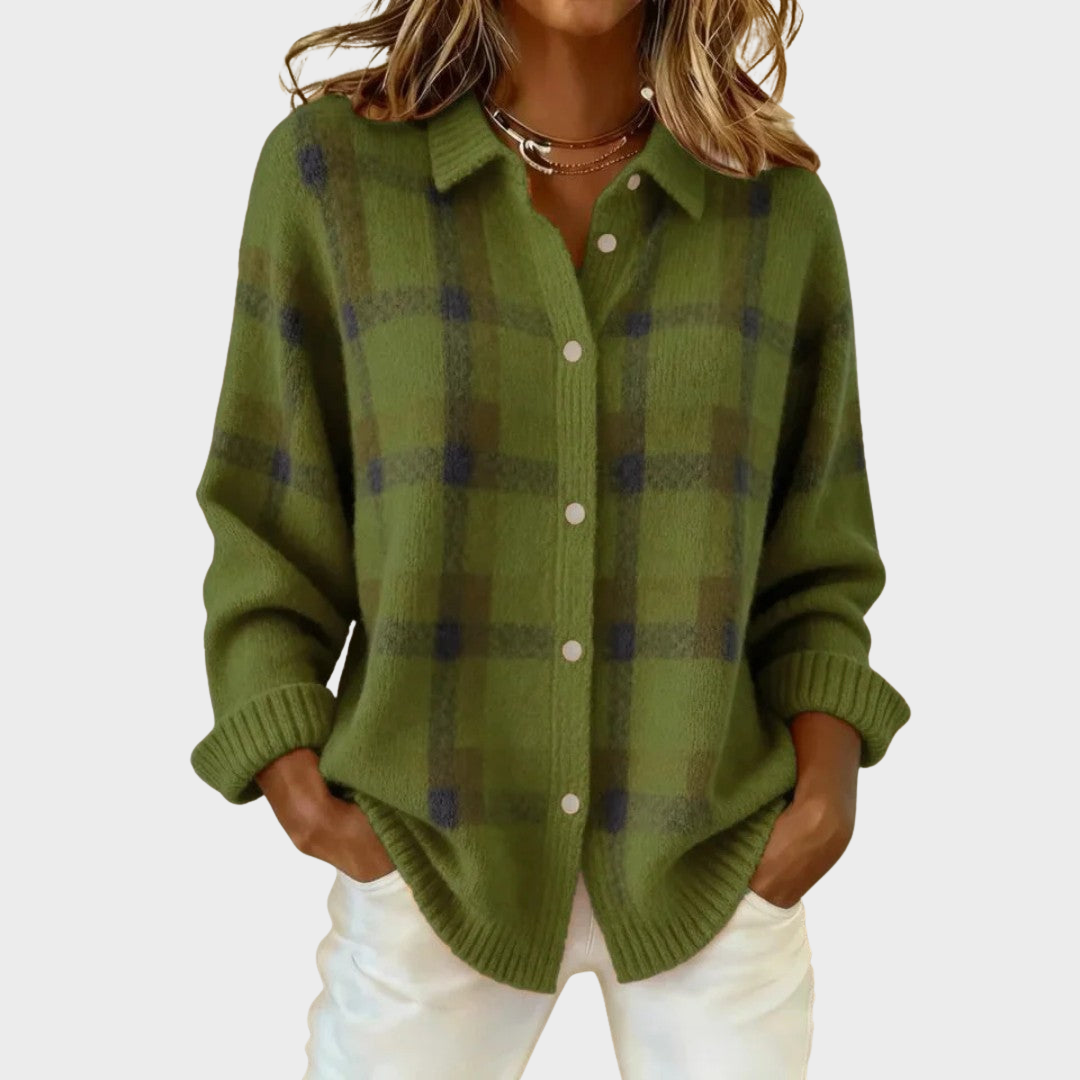 Mia | Cardigan en Maille à Carreaux