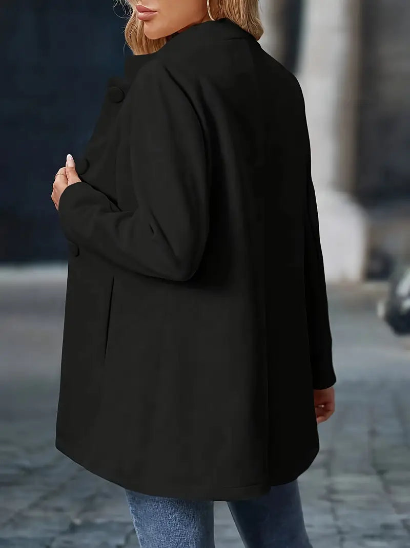 Manteau d’Hiver Mi-Long Élégant pour Femme – Manteau à Col Montant Boutonné