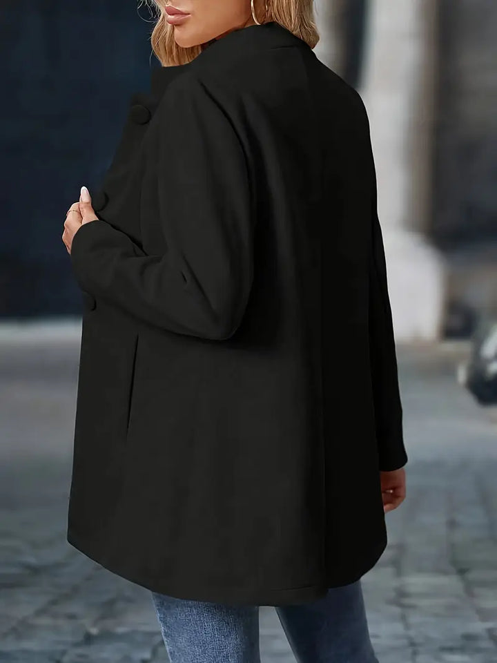 Manteau d’Hiver Mi-Long Élégant pour Femme – Manteau à Col Montant Boutonné