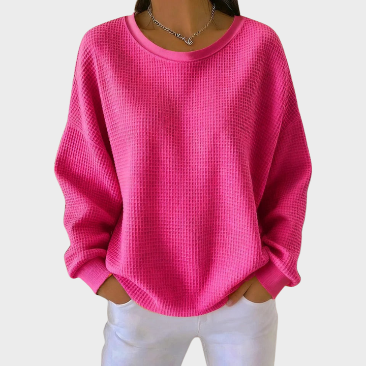 Nora | Pull en Coton Tricoté en Waffle Hiver Manches Longues