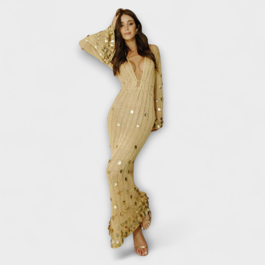 Kathleen - Robe Maxi Goldigs en Tricot