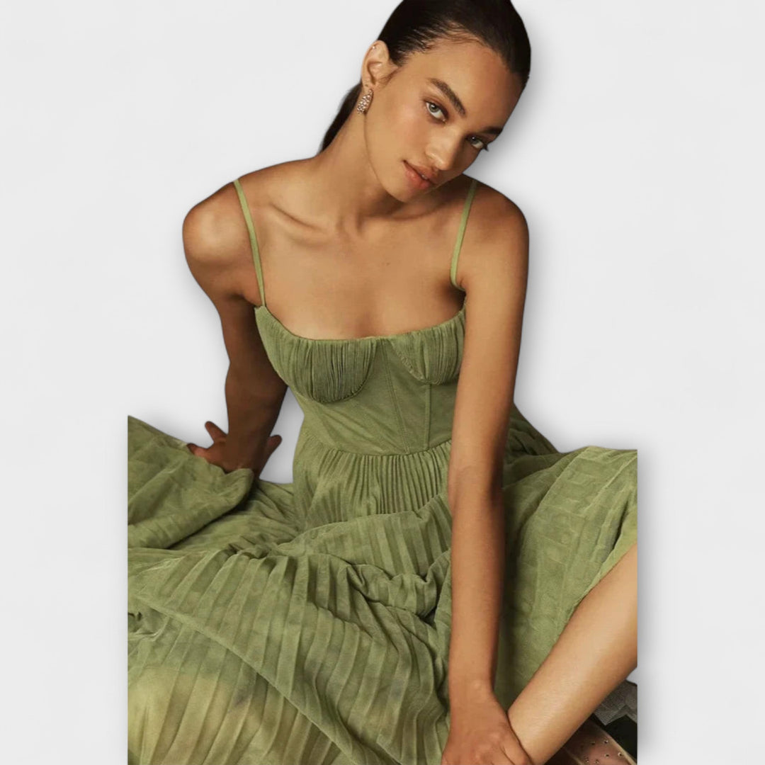 Marilyn - Robe Midi en Tulle avec Design Bustier