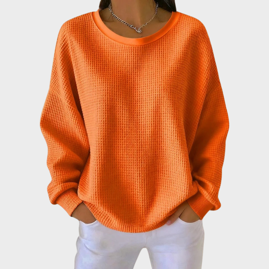 Nora | Pull en Coton Tricoté en Waffle Hiver Manches Longues