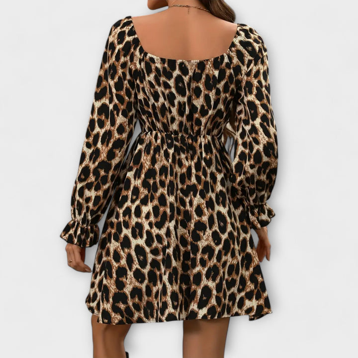 Robe Charmante avec Imprimé Léopard