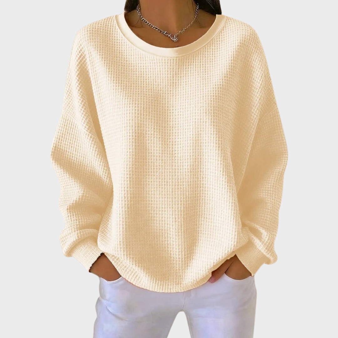 Nora | Pull en Coton Tricoté en Waffle Hiver Manches Longues