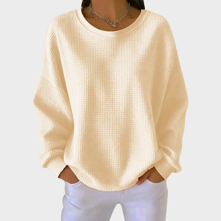 Nora | Pull en Coton Tricoté en Waffle Hiver Manches Longues