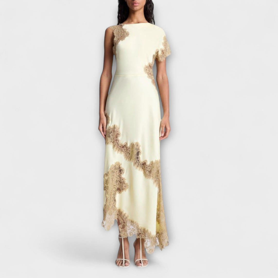 Margaret - Robe Maxi avec Accent en Satin et Dentelle