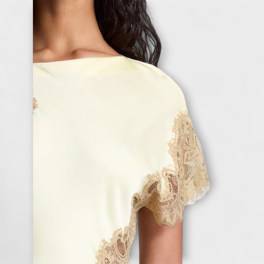 Margaret - Robe Maxi avec Accent en Satin et Dentelle