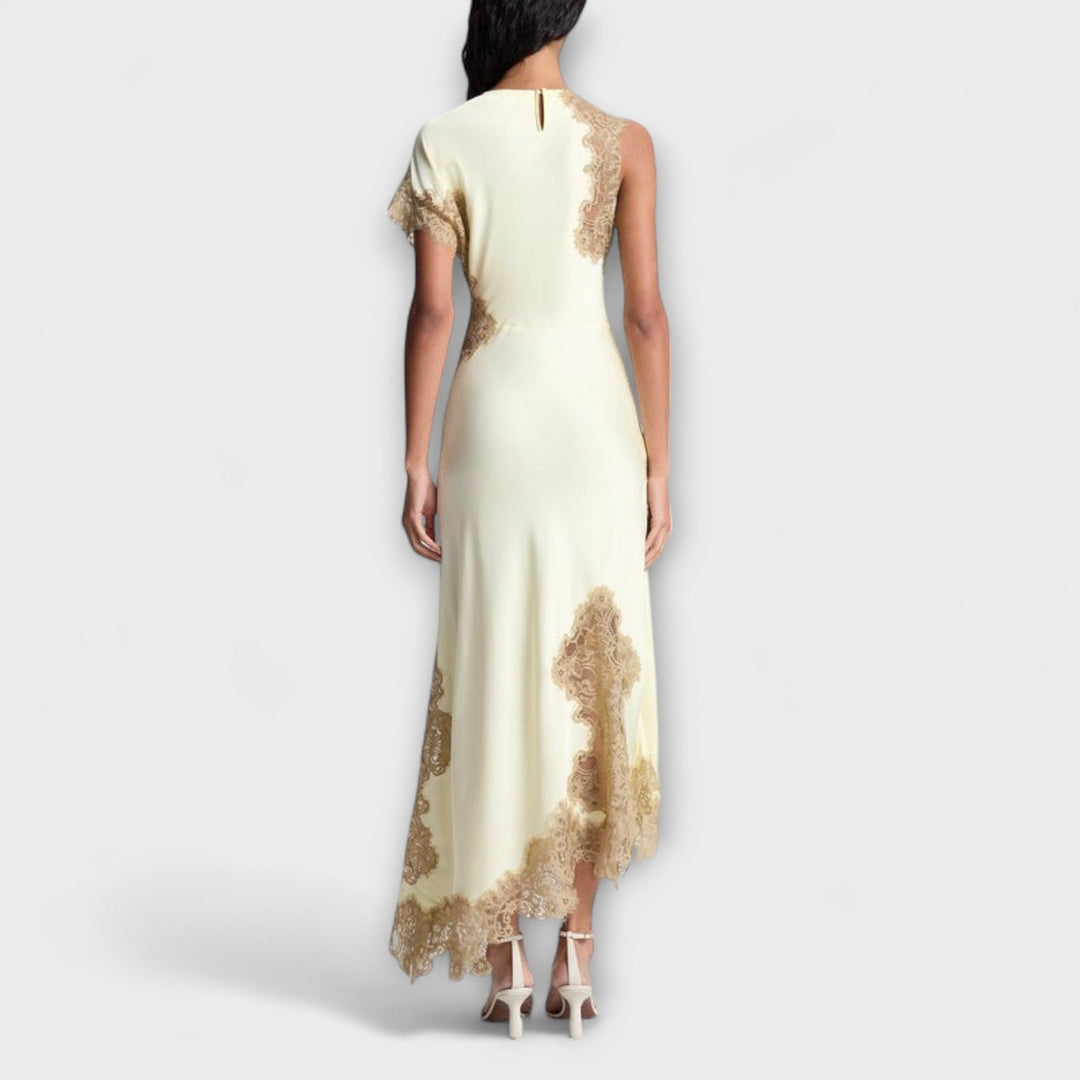 Margaret - Robe Maxi avec Accent en Satin et Dentelle