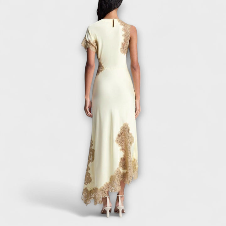 Margaret - Robe Maxi avec Accent en Satin et Dentelle